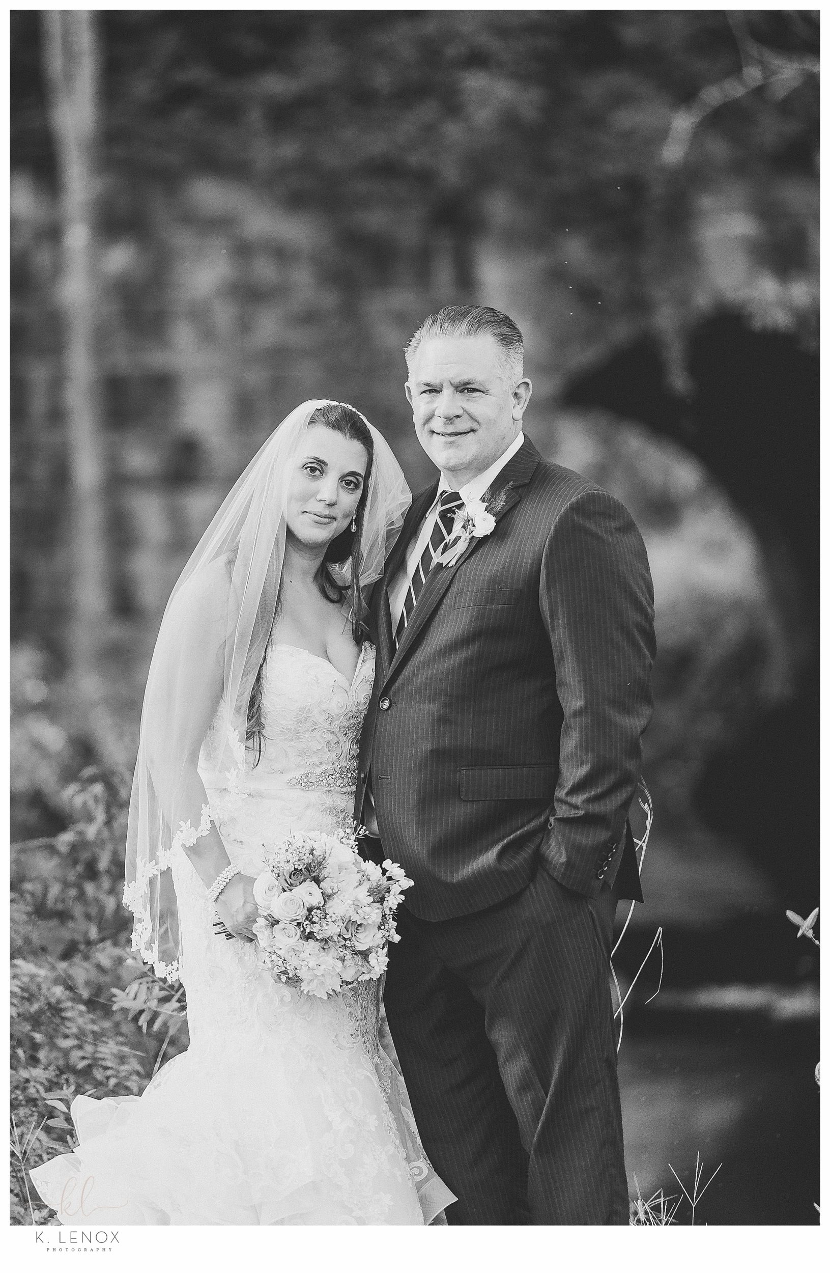 Black and White portrait of a Bride and Groom Wedding at the Keene Country Club
