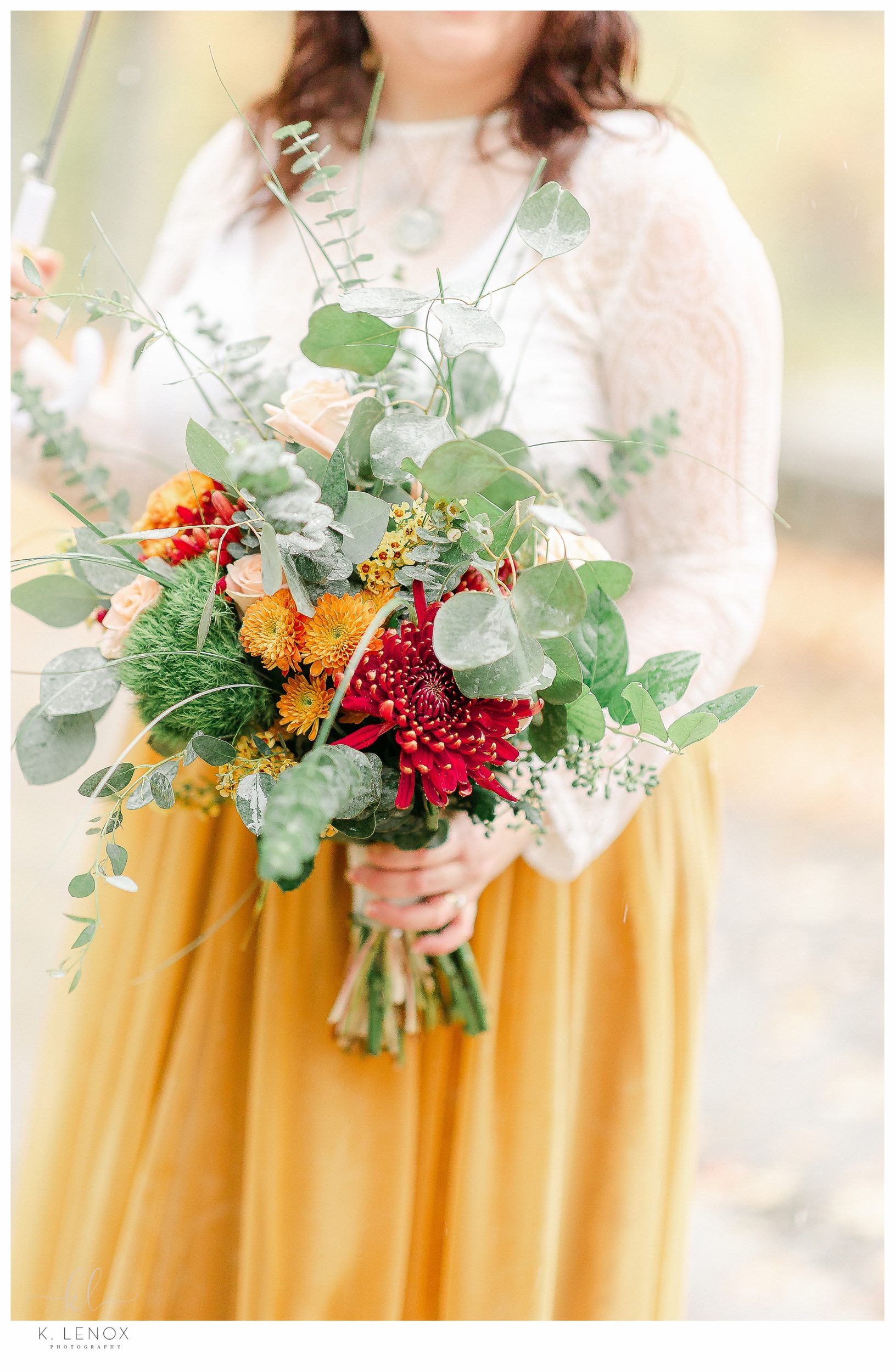 Fall MicroWedding at Moran Estates,  Bride holding a bridal bouquet.