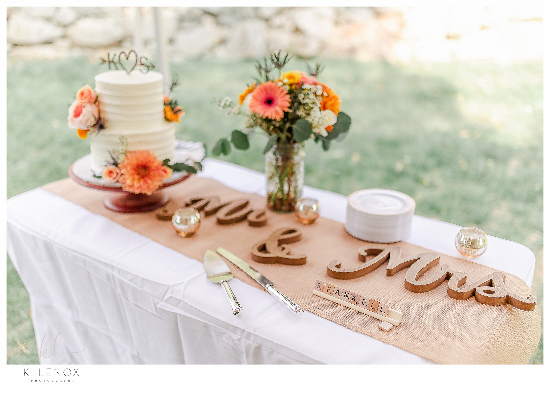 Simply Elegant Backyard Wedding- Cake table