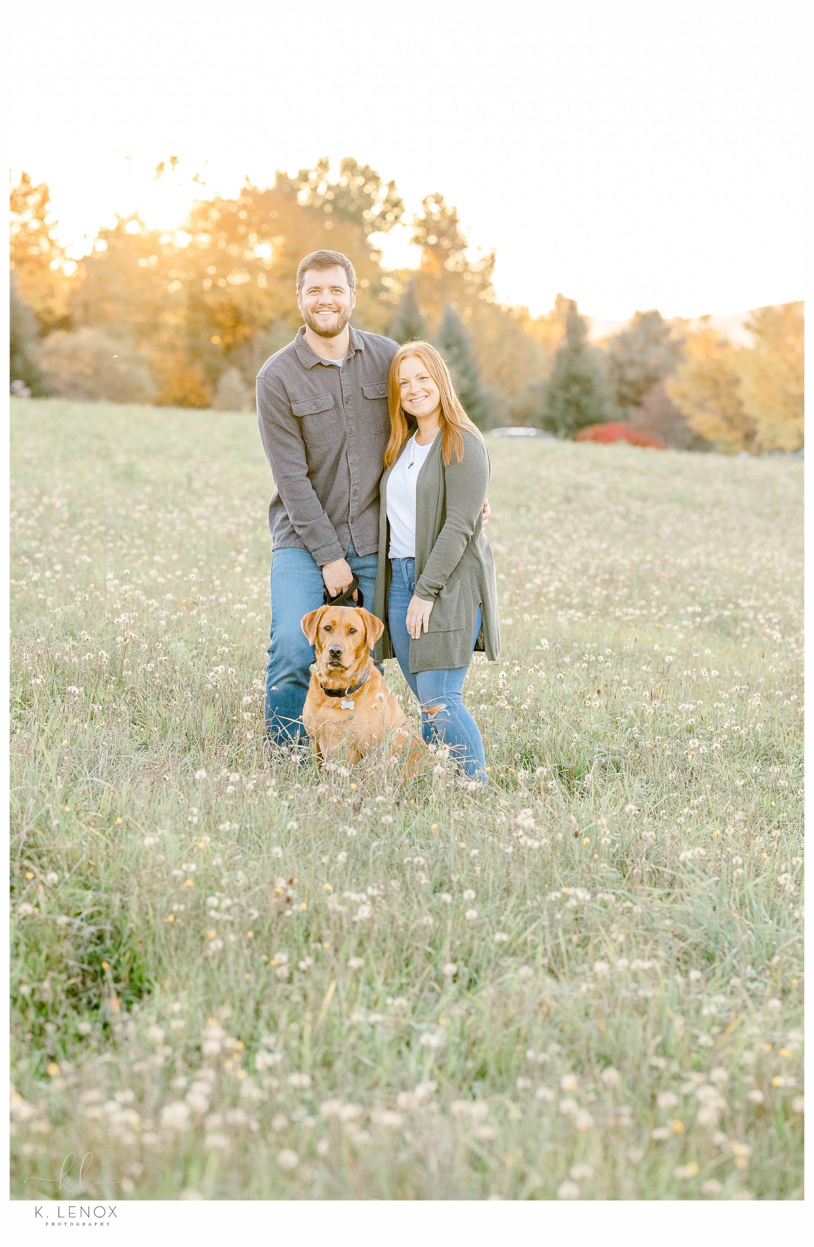 Light and Airy Portrait of an engaged couple during fall in Vermont. 